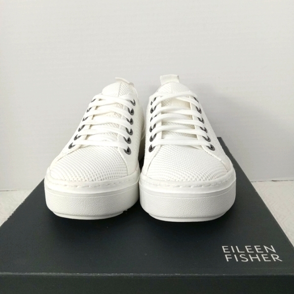 EILEEN FISHER Peris Recycled Stretch Knit White Wedge Sneaker Womens Size 5.5 - Picture 4 of 15